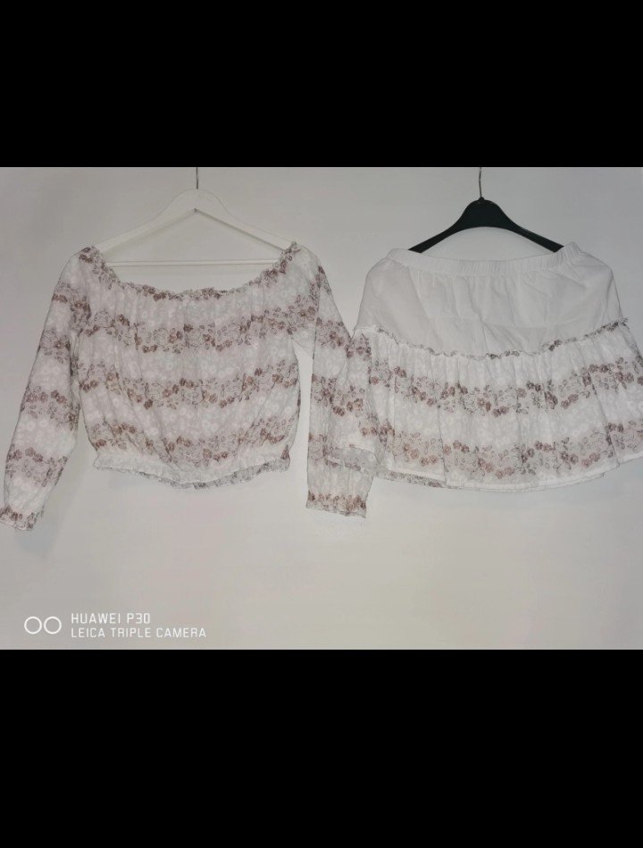 Lunik Boutique Zweiteiler Sommer Set Minirock und Crop Bluse, Gr.L 40