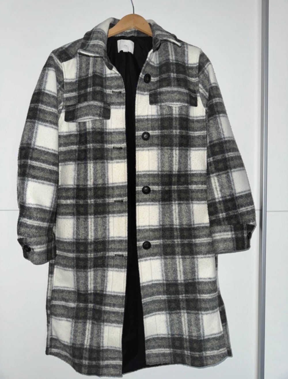 Karierte, lange Jacke