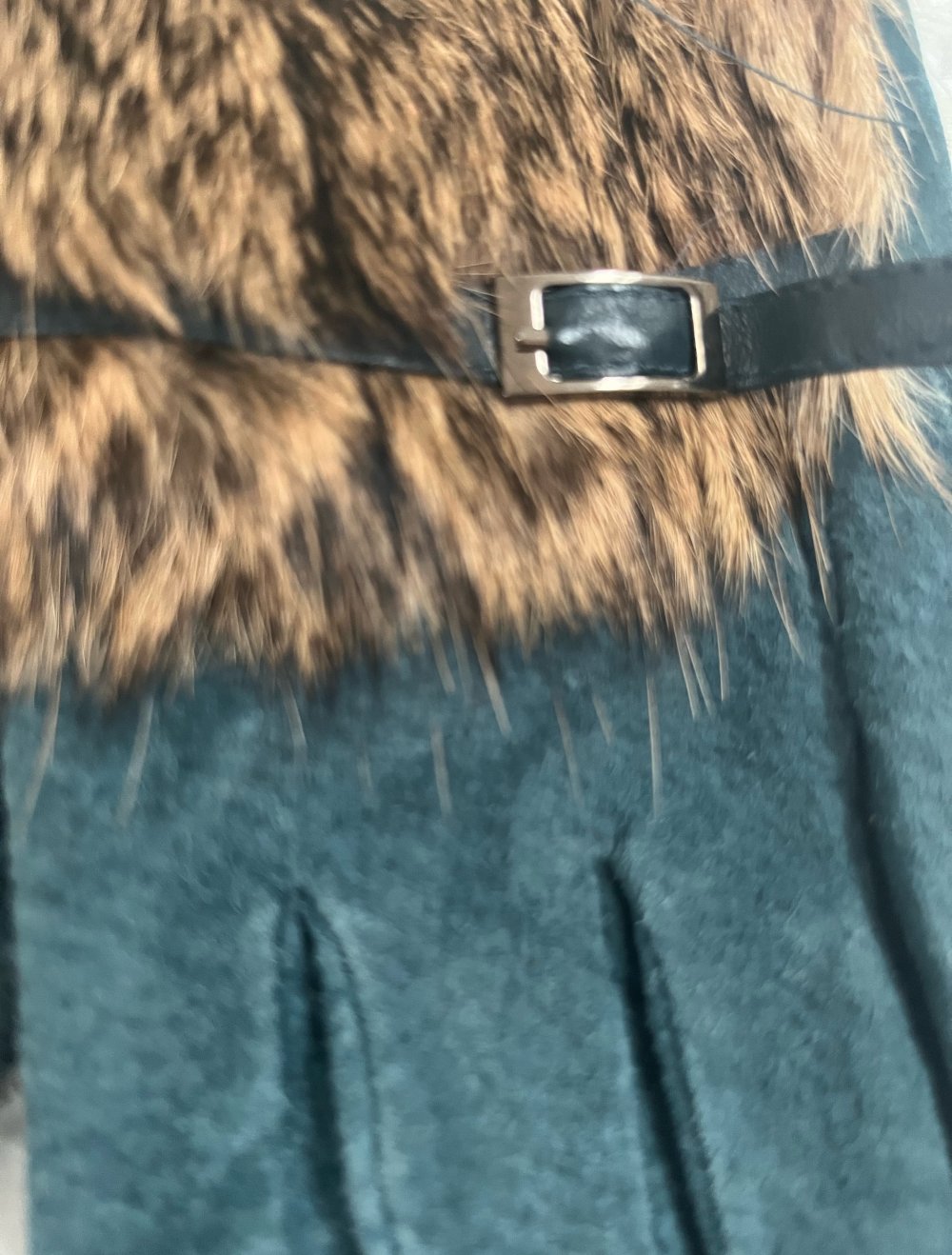 Handschuhe blau Fell braun schwarz Polyester in L