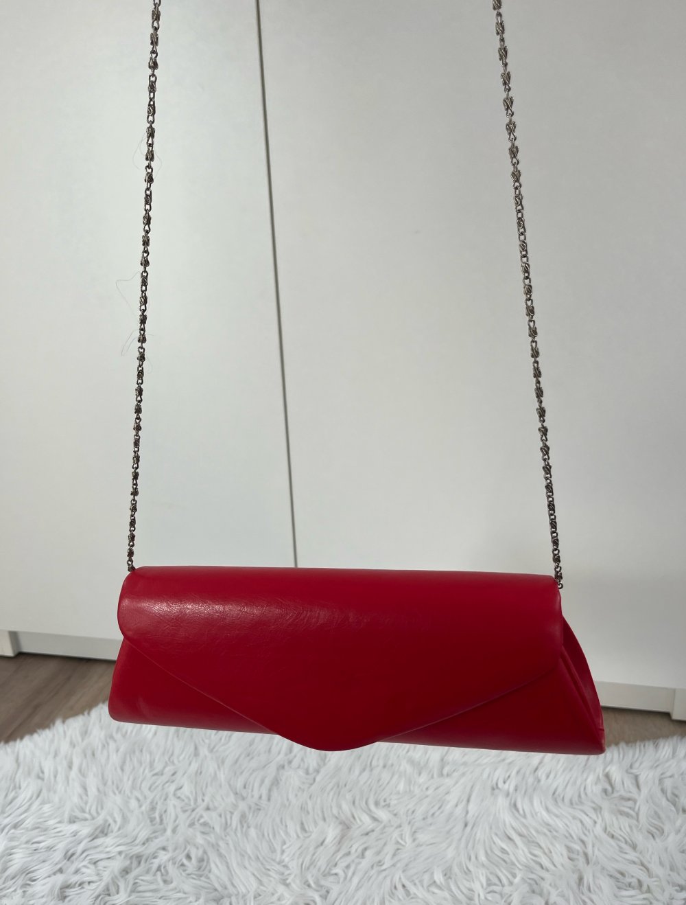 Tasche Umhängetasche Schultertasche rot Silber