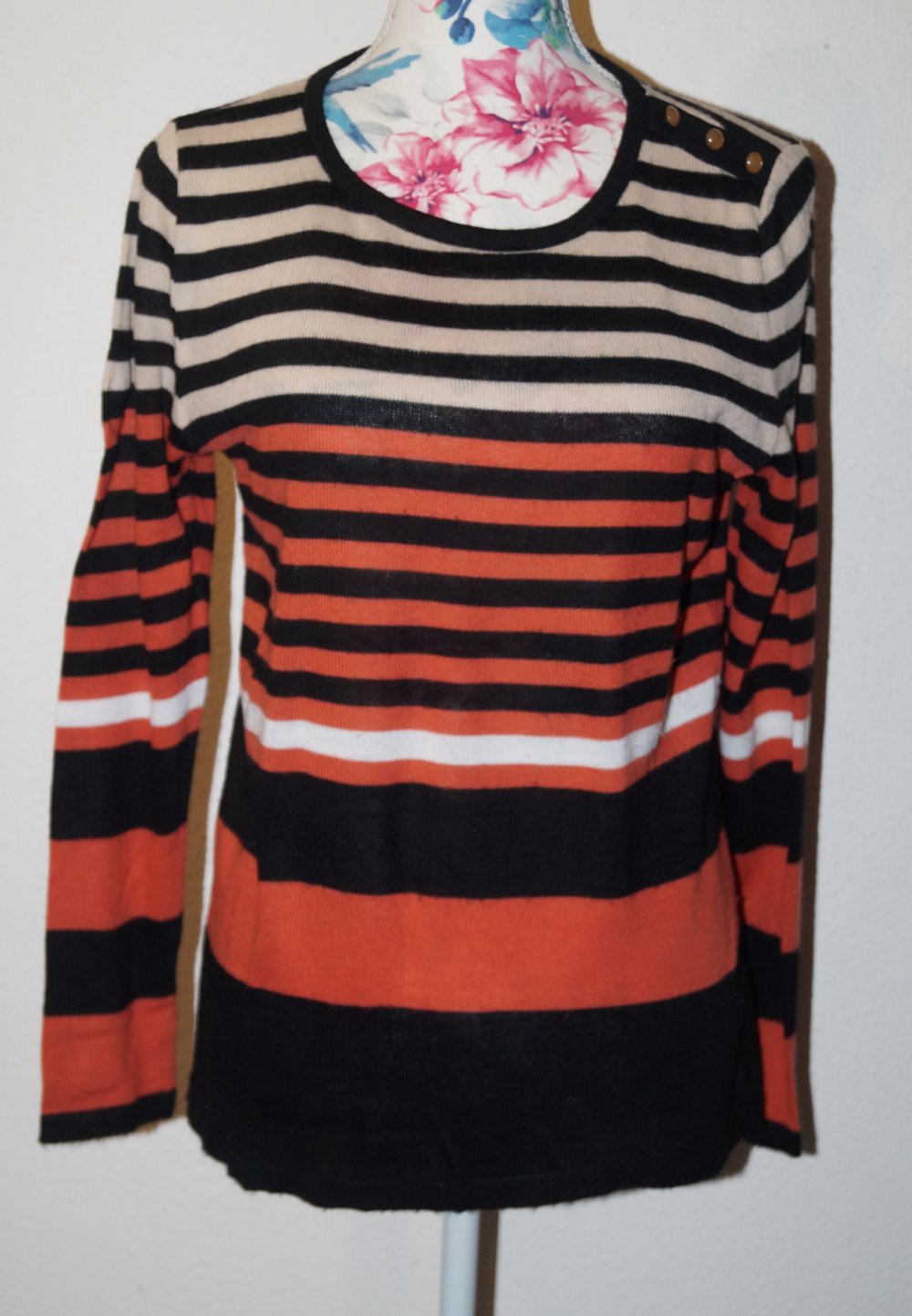 schwarz braun gestreifter Pullover Gr.36