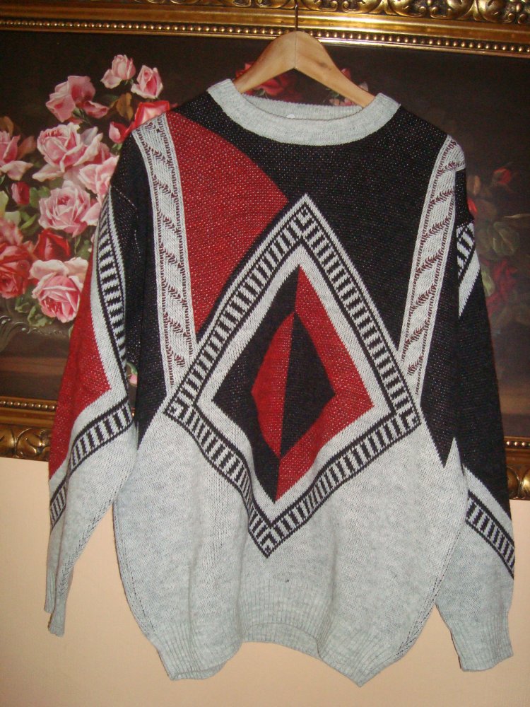Vintage Pullover im Rhombenmuster. Gr.48/50