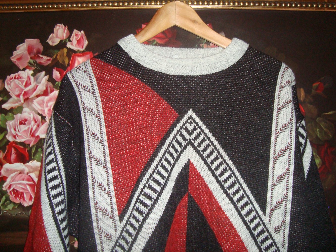 Vintage Pullover im Rhombenmuster. Gr.48/50