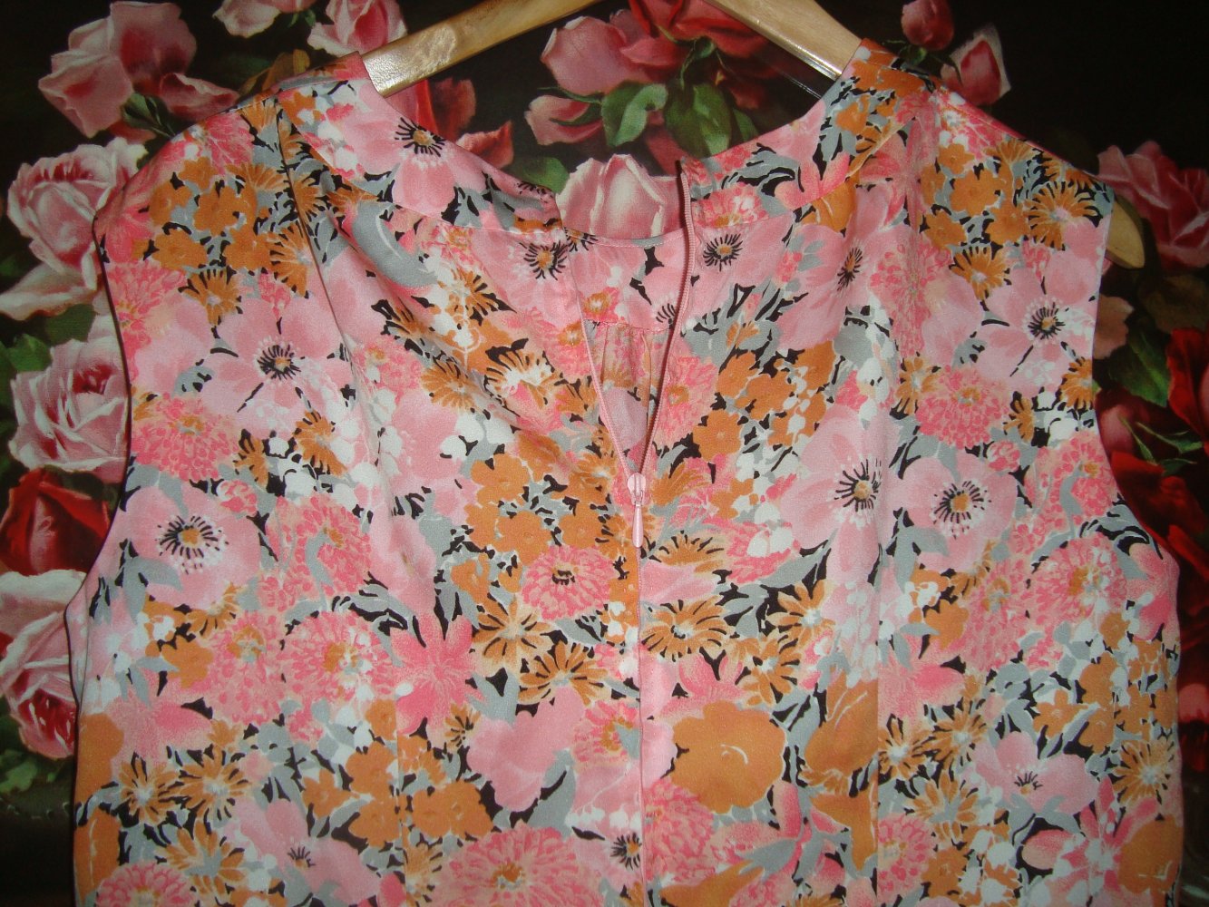 Einzigartiges Vintage Plissee Kleid im Blütenprint Gr.42