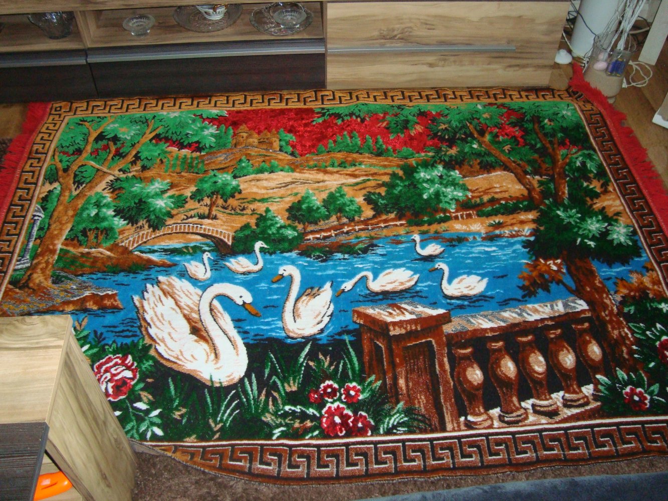 Vintage Wandteppich Motiv Schwäne