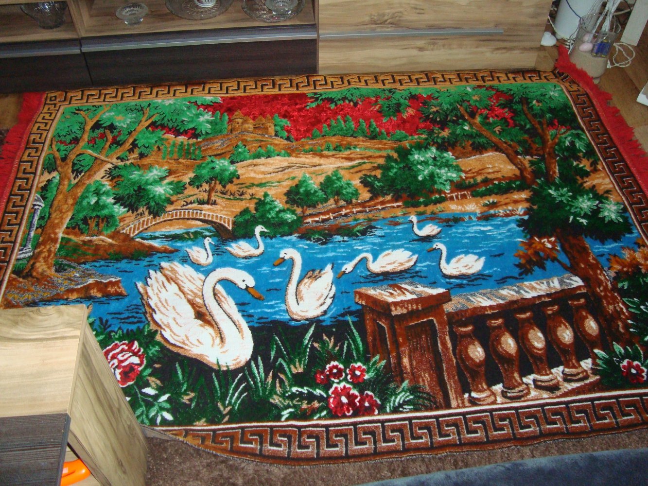 Vintage Wandteppich Motiv Schwäne