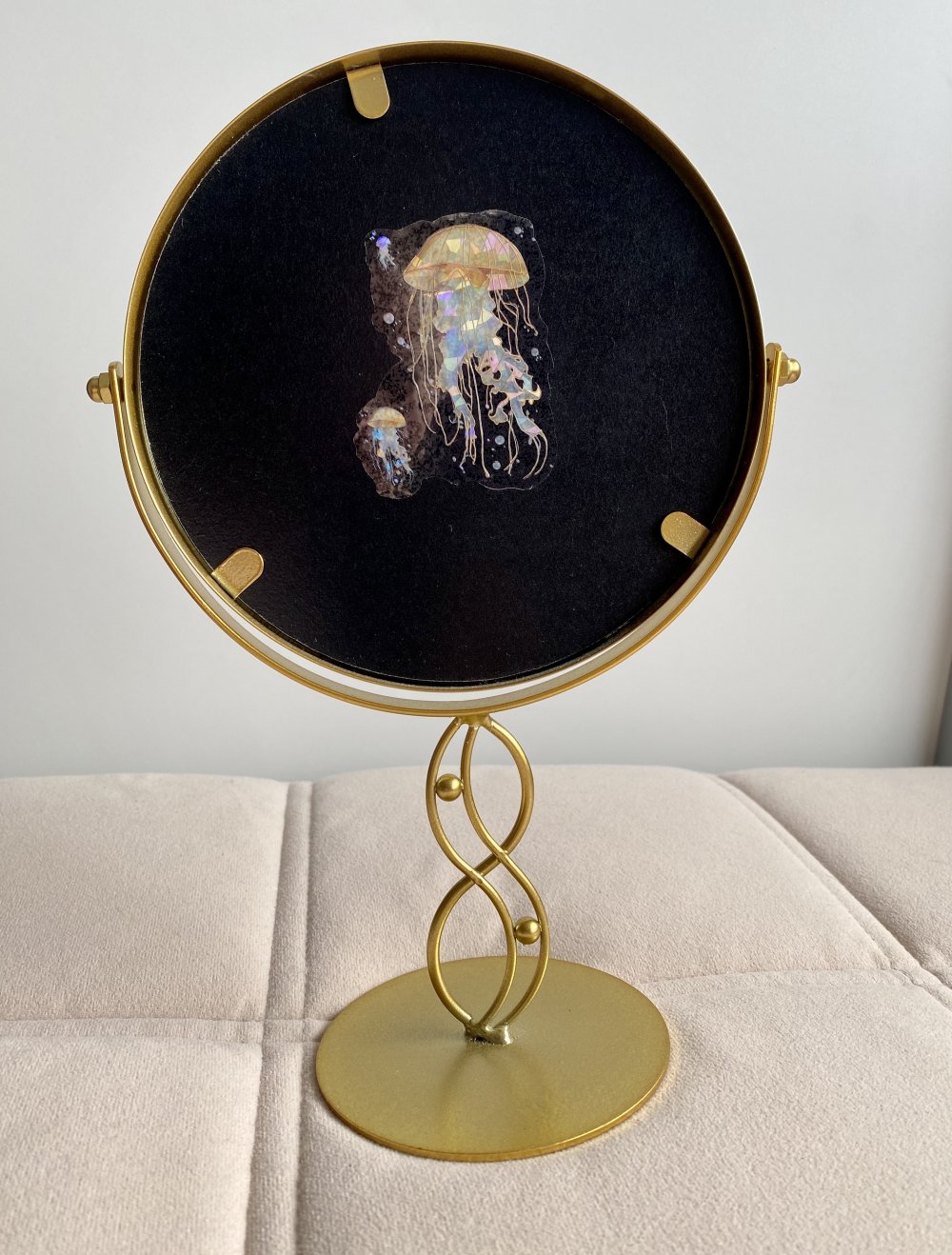 B WARE Spiegel Tischspiegel in Gold Neu!