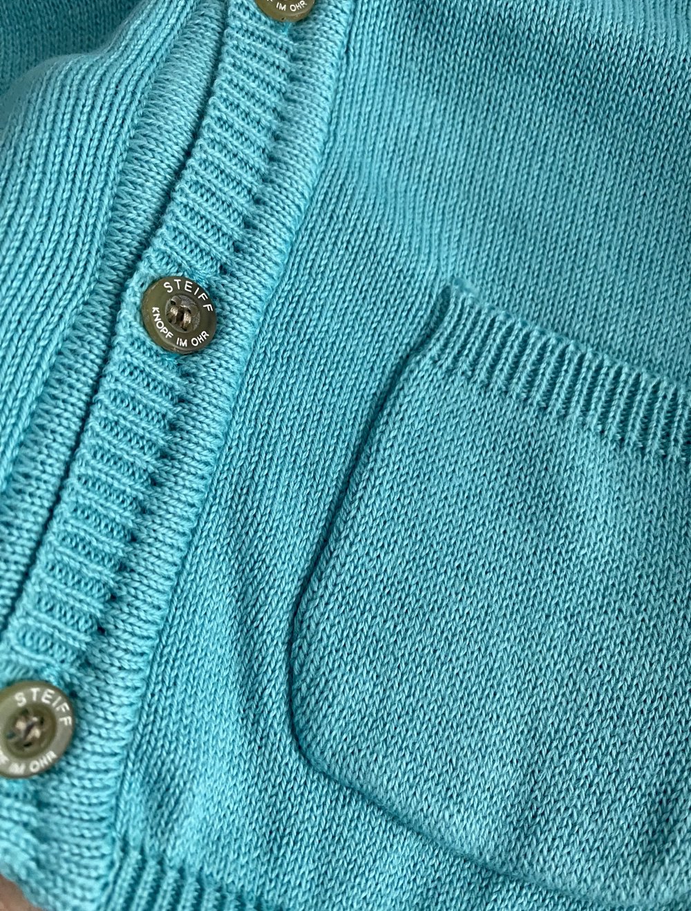 STEIFF Baby Kinder Strickjacke Cardigan in Türkis Gr.80 Unisex Neu mit Etikett