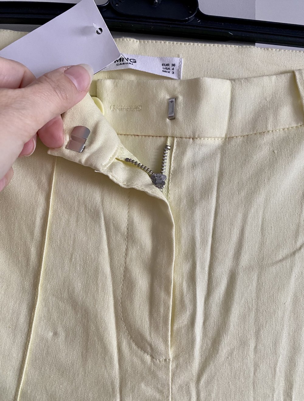 MANGO Casual Damen Stretch Stoffhose in Gelb Gr.36 Neu mit Etikett