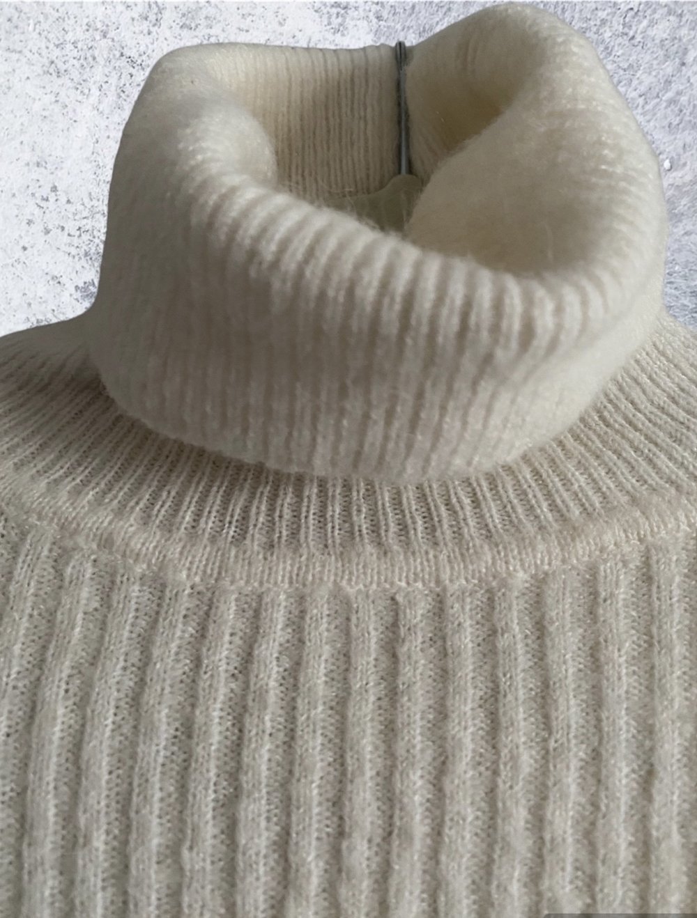 MANGO Damen Wolle Rollkragenpullover Strickpullover Pulli in Creme Gr.S