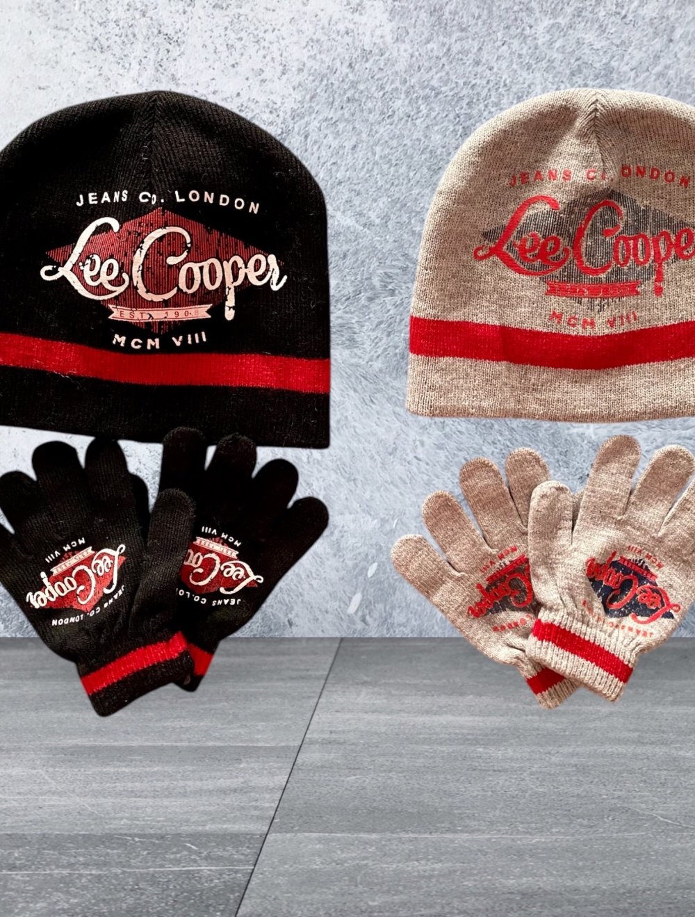 LEE COOPER Kinder Jungen 2 tlg.Set Mütze + Handschuhe Gr.54