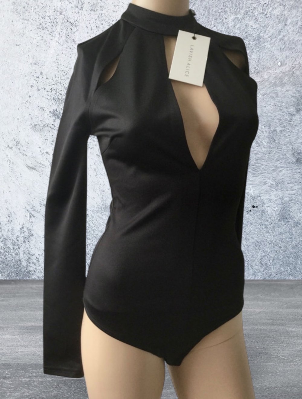 LAVISH ALICE Damen Sexy Bodysuit in Schwarz Gr.XS Neu mit Etikett