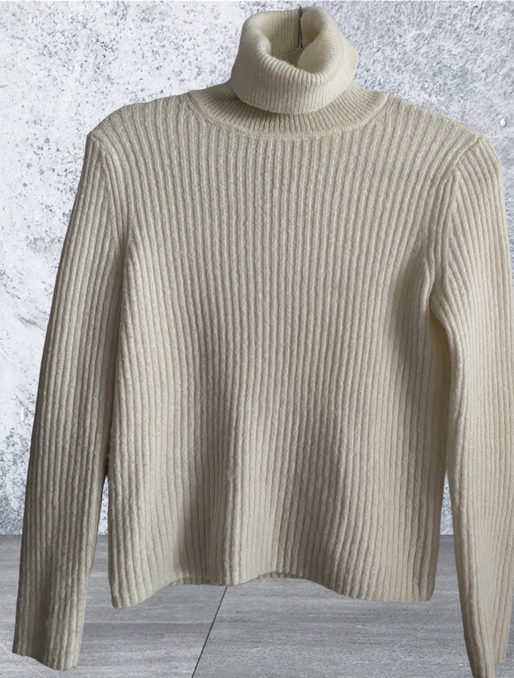 MANGO Damen Wolle Rollkragenpullover Strickpullover Pulli in Creme Gr.S