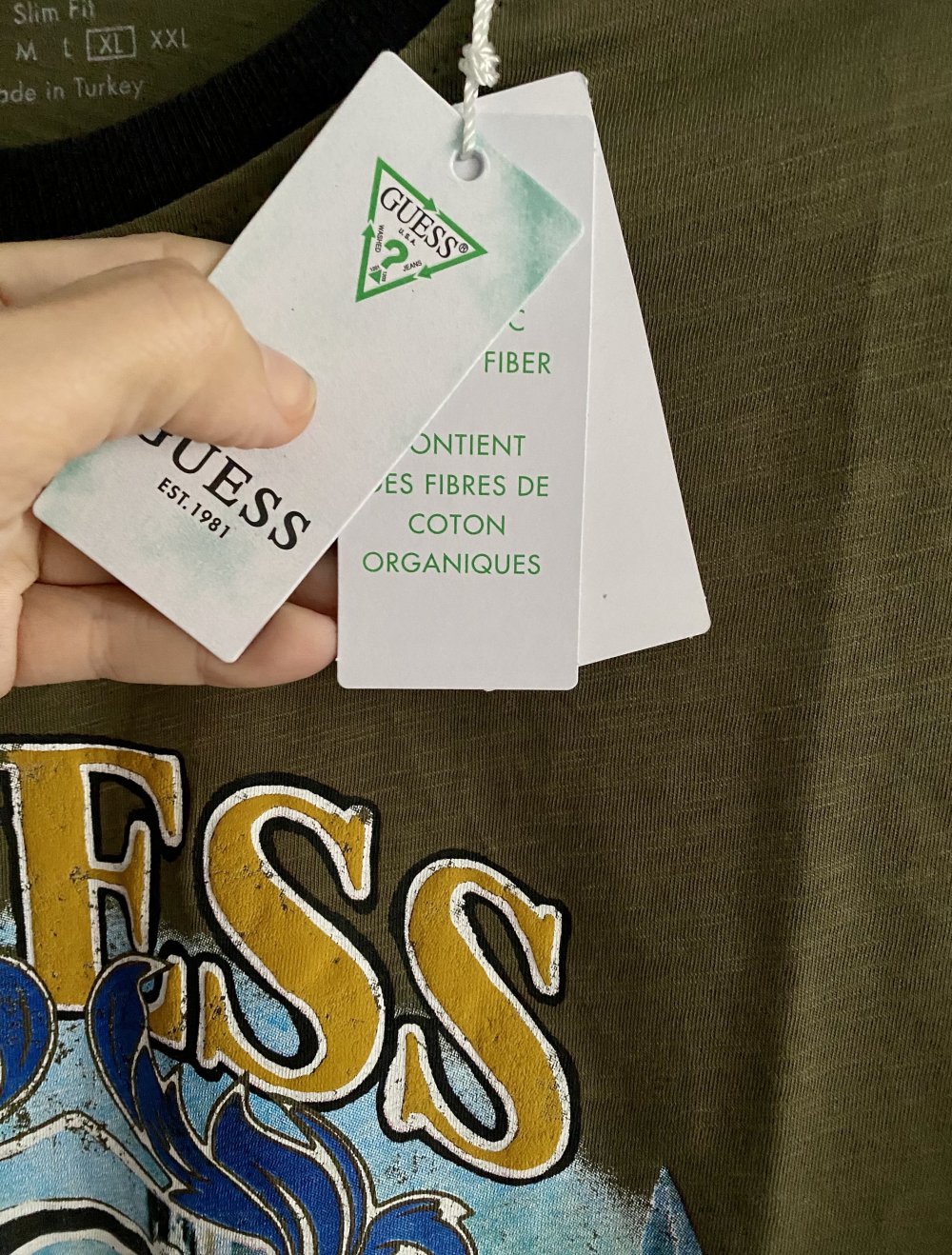 GUESS Herren T-Shirt in Khaki Gr. XL Neu mit Etikett