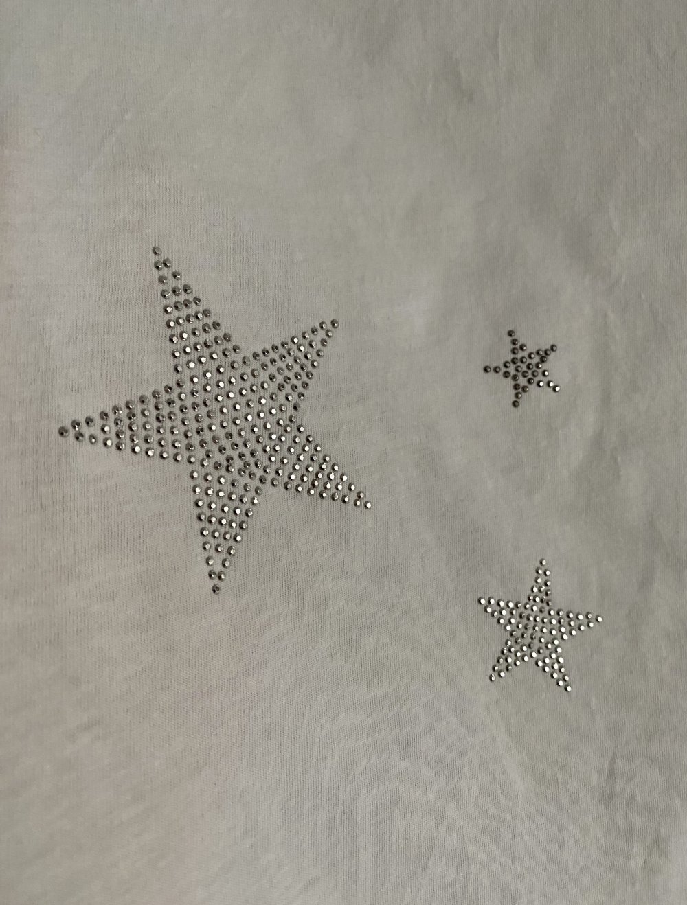 MANGO Damen T-Shirt mit Schmucksteinen in Weiß Gr.S