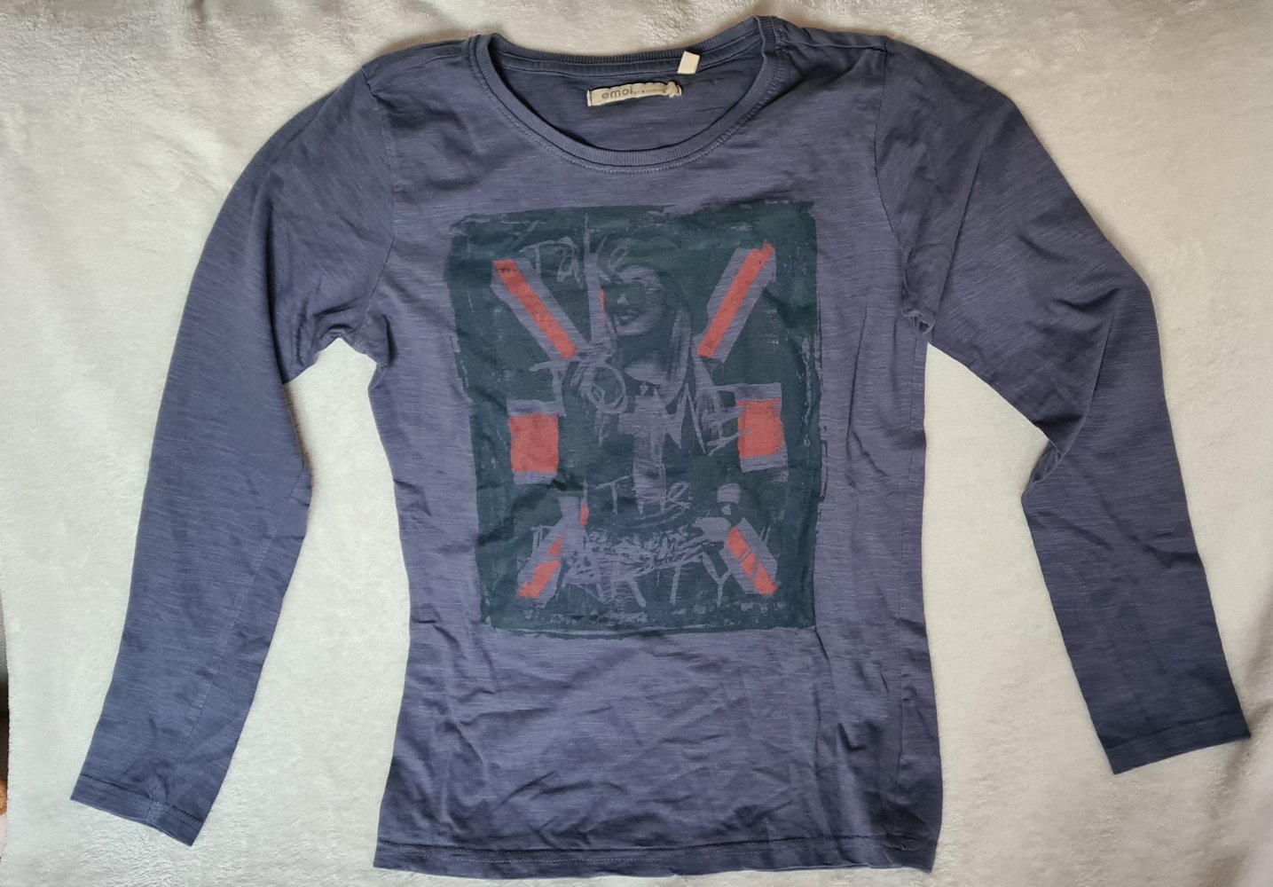 Graublaues Longsleeve-Shirt von Emoi by Emonite mit Aufdruck