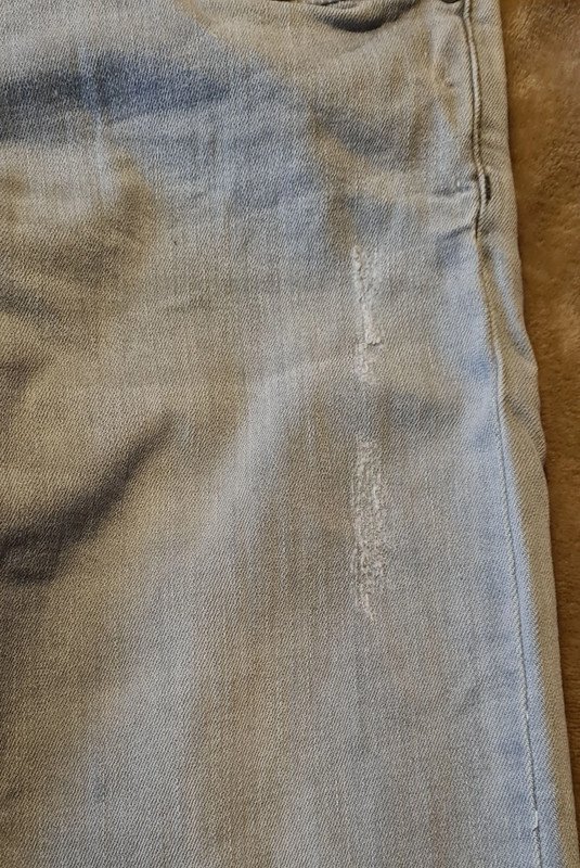 Graue (Stretch-)Jeans im used look von here + there