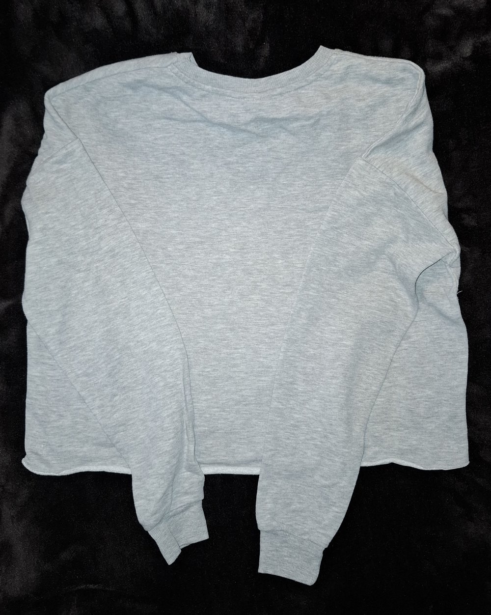 Grau meliertes Crop Longsleeve Größe S