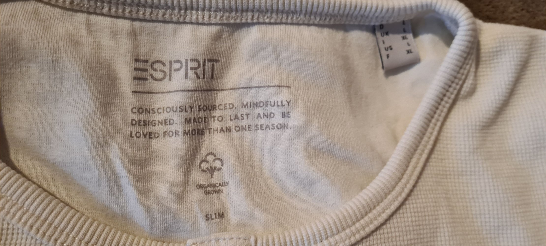 Beiges Langarmshirt / Longsleeve von Esprit aus Bio-Baumwolle Größe L