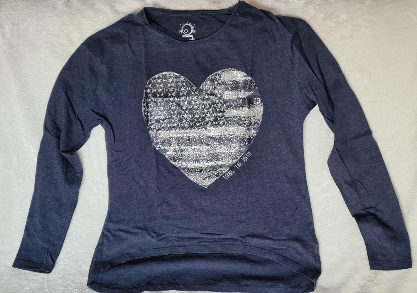 Graues Longsleeve-Shirt von here + there mit Aufdruck