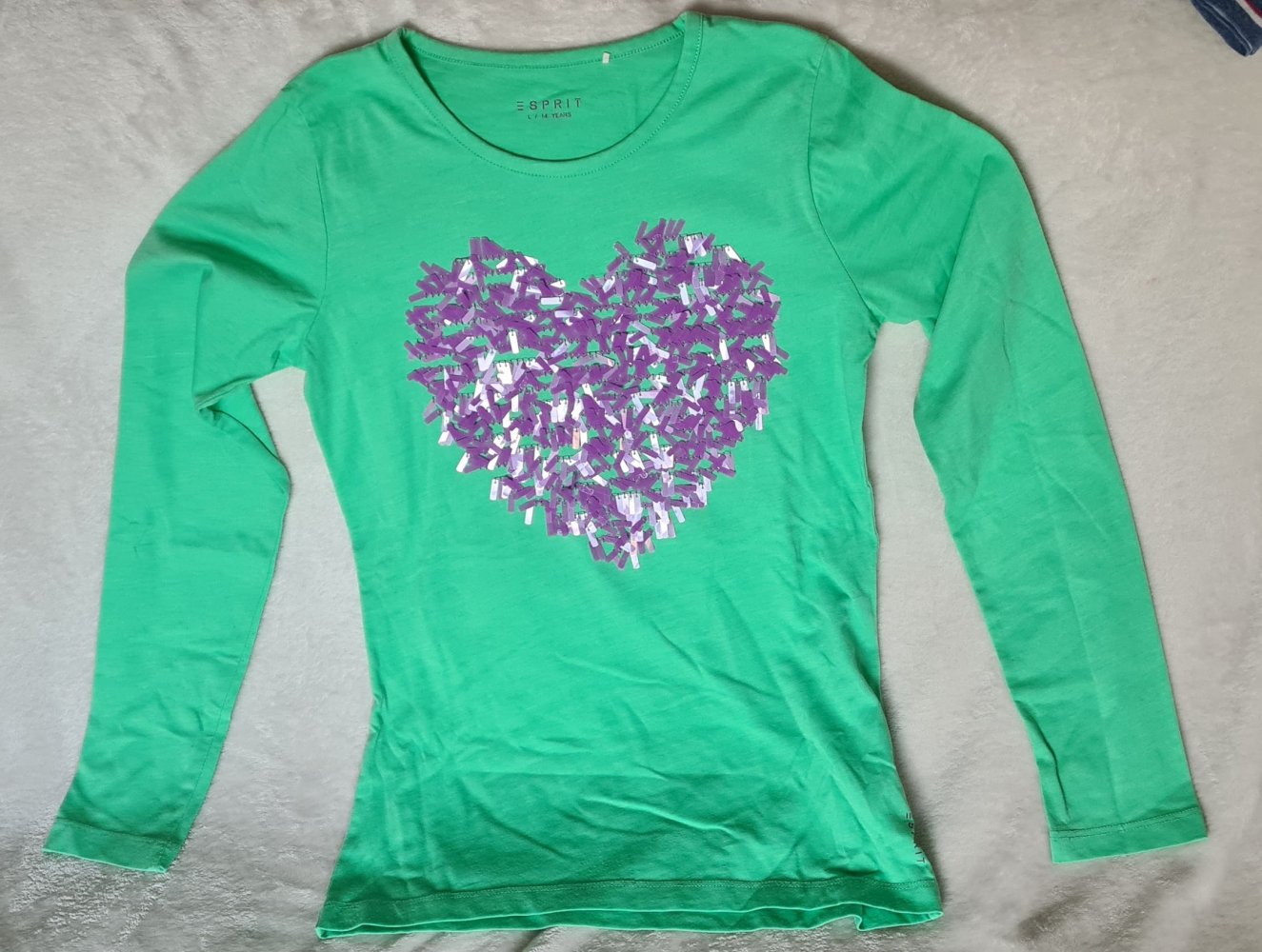 Mintgrünes Longsleeve-Shirt von Esprit mit Pailletten