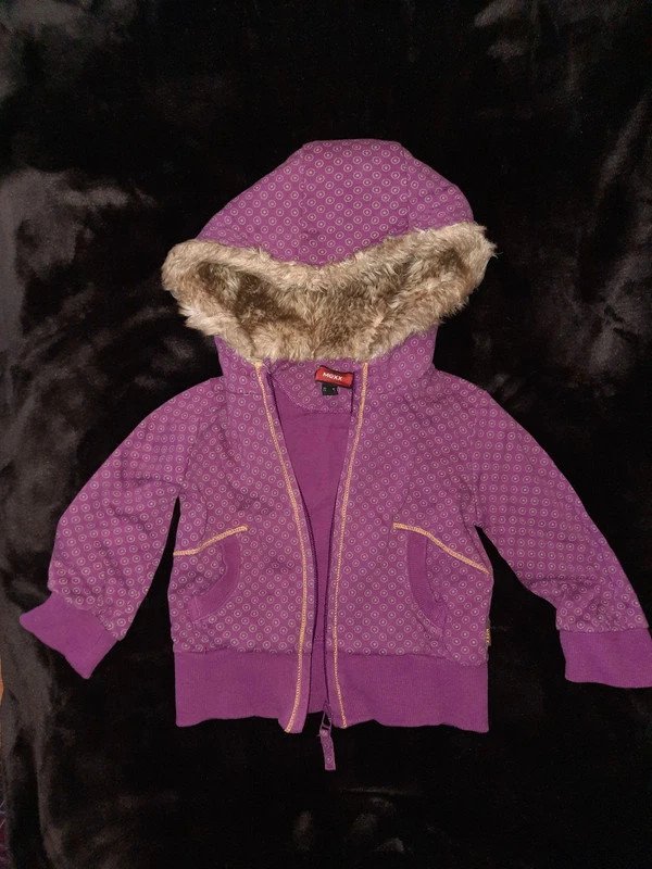 Lila Sweatjacke von Mexx mit Kunstfellkapuze