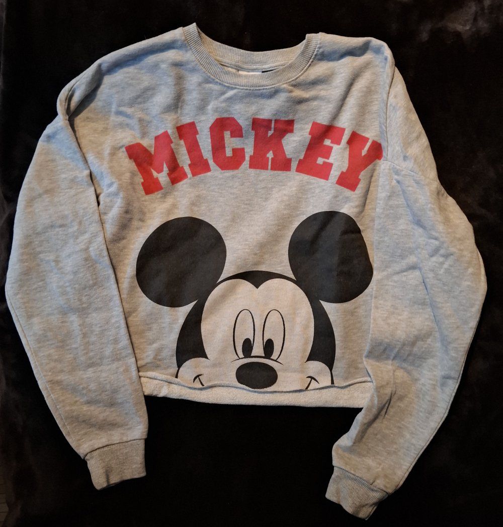 Grau meliertes Crop Longsleeve Größe S