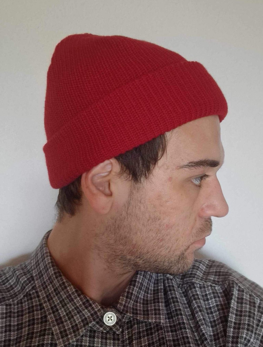 Coole Dunkelrote Beanie Herbst Winter Mütze Mittelkurz/hoch Unisex