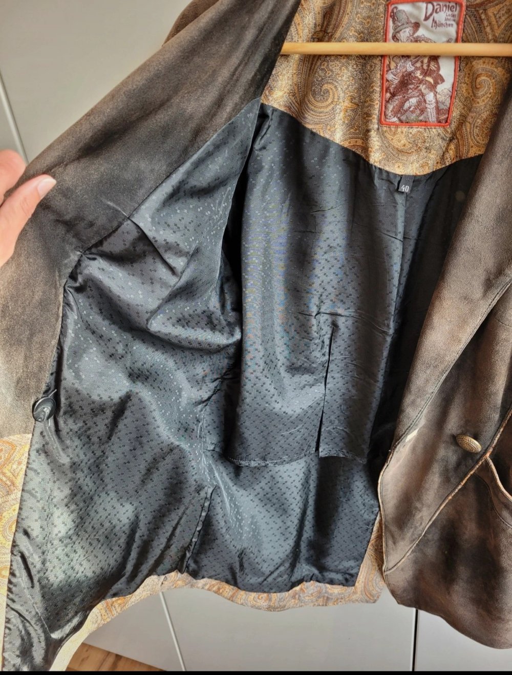 Original Daniel Leder Atelier München Wildlederjacke Leder Wildleder truevintage Tracht Trachtenjacke Landhaus Velours Velour Blazer Lederblazer realvintage M Nappaleder