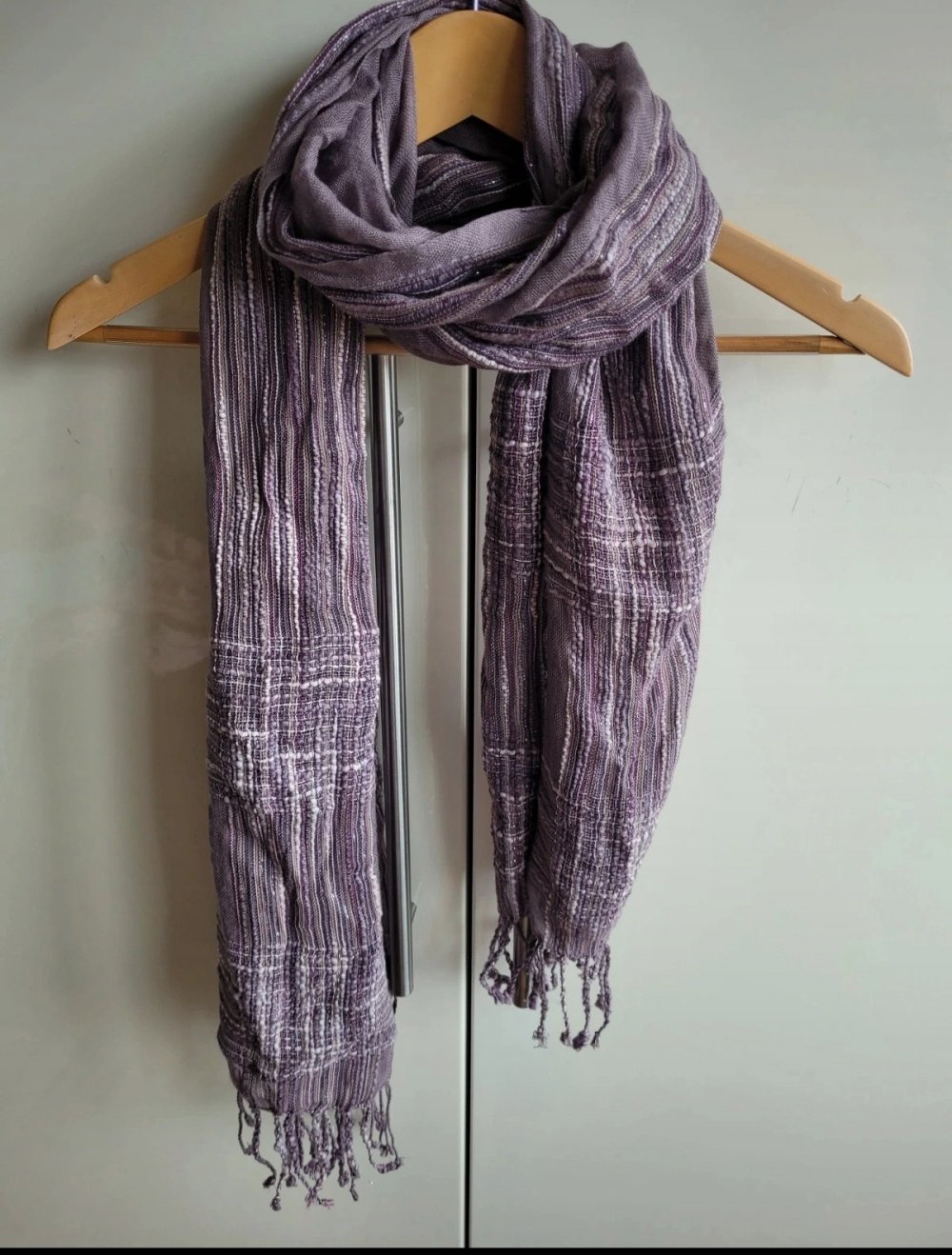 Pieces Schal mit Fransen lila flieder Karo kariert Boho Muster