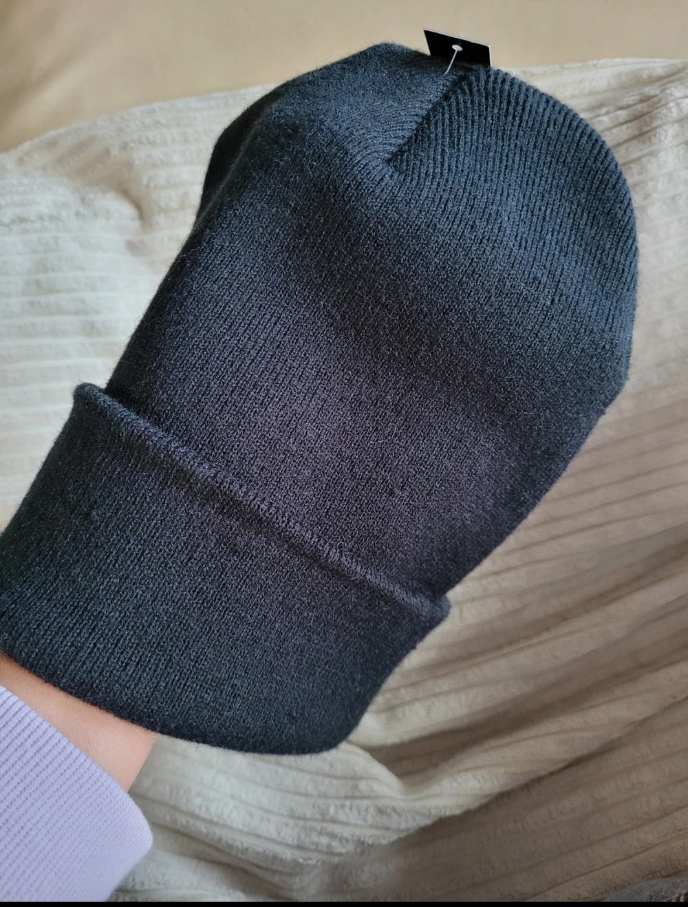 Strickmütze mit Krempe Beanie schwarz Strick Mütze NEU MIT ETIKETT Strickbeanie Basic Winter