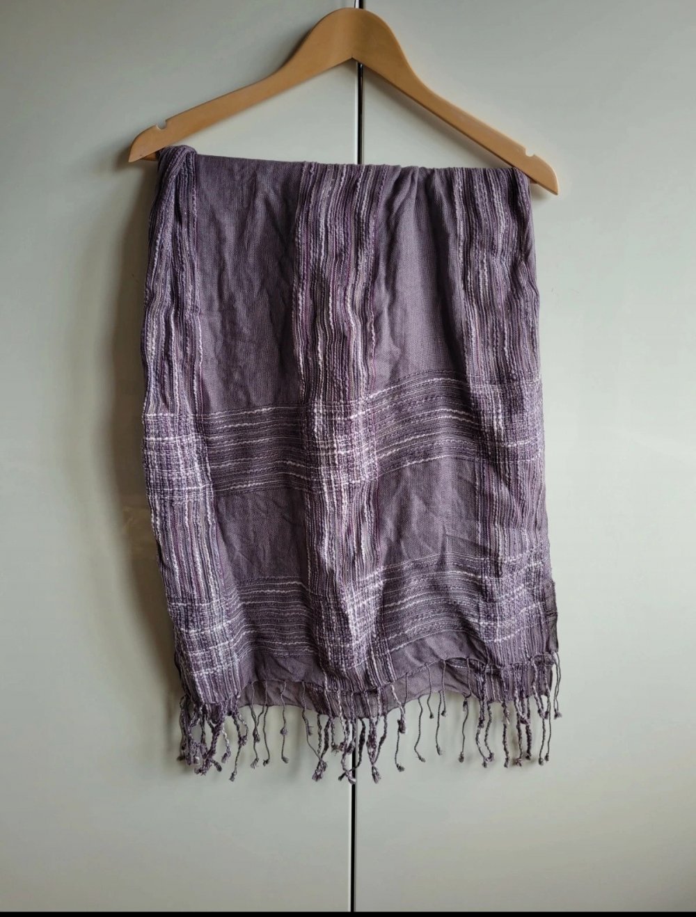 Pieces Schal mit Fransen lila flieder Karo kariert Boho Muster