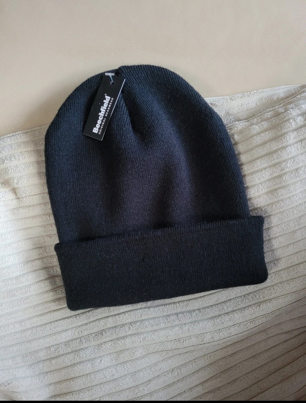 Strickmütze mit Krempe Beanie schwarz Strick Mütze NEU MIT ETIKETT Strickbeanie Basic Winter