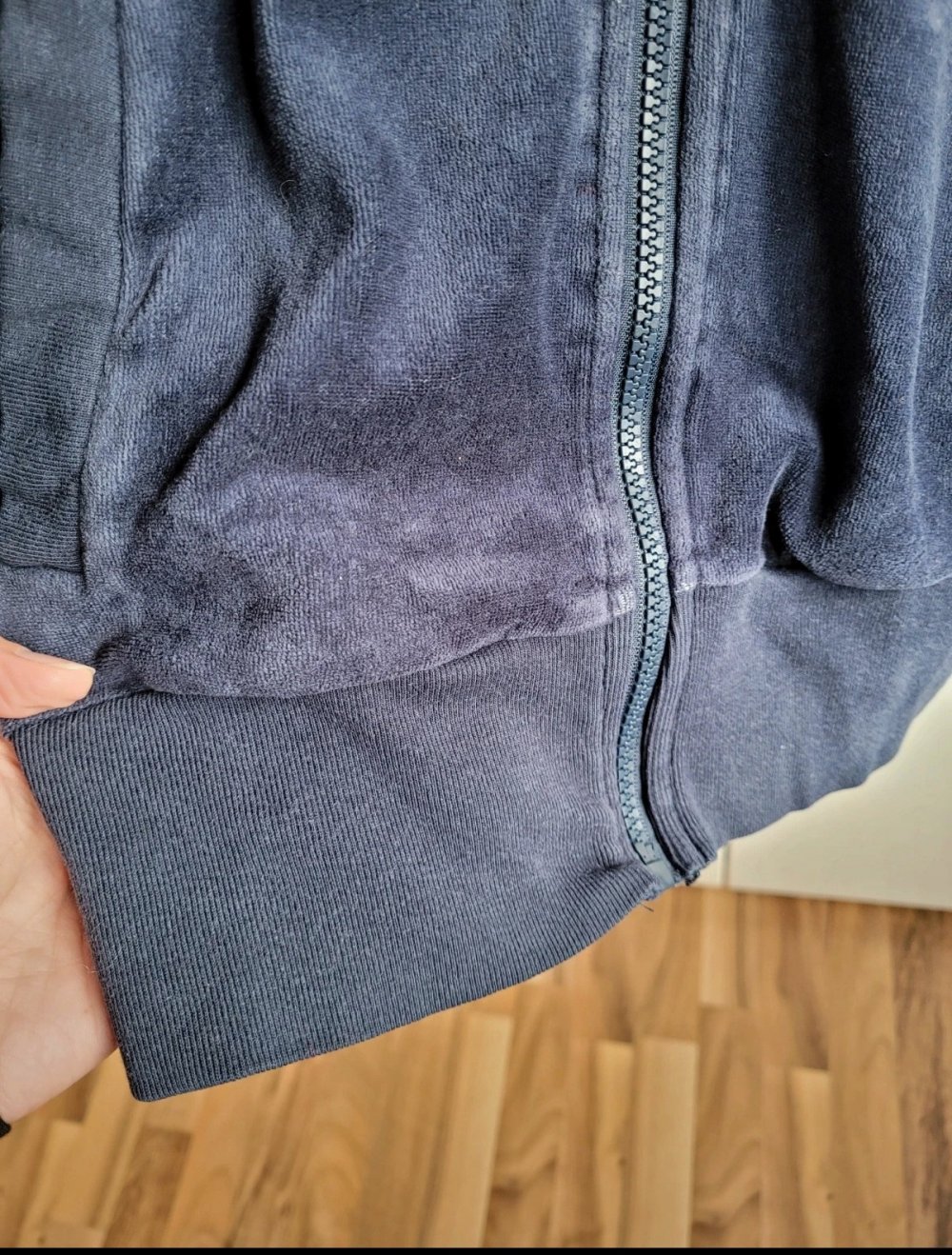 Only Nickijacke Nickianzug dunkelblau nachtblau Basic Samt Velvet Howewear Trainingsjacke home cozy