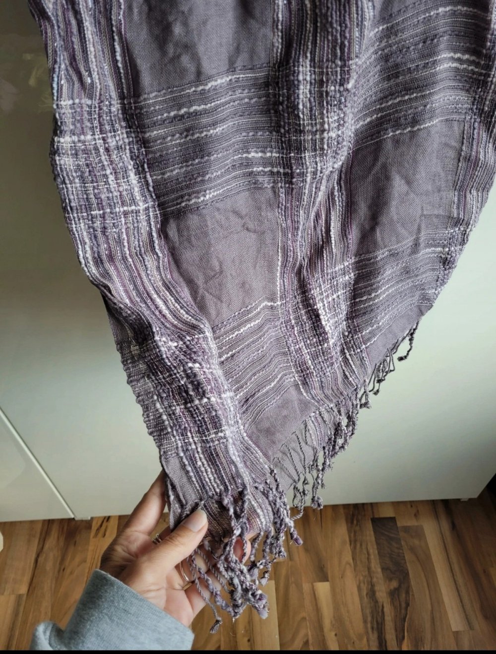 Pieces Schal mit Fransen lila flieder Karo kariert Boho Muster