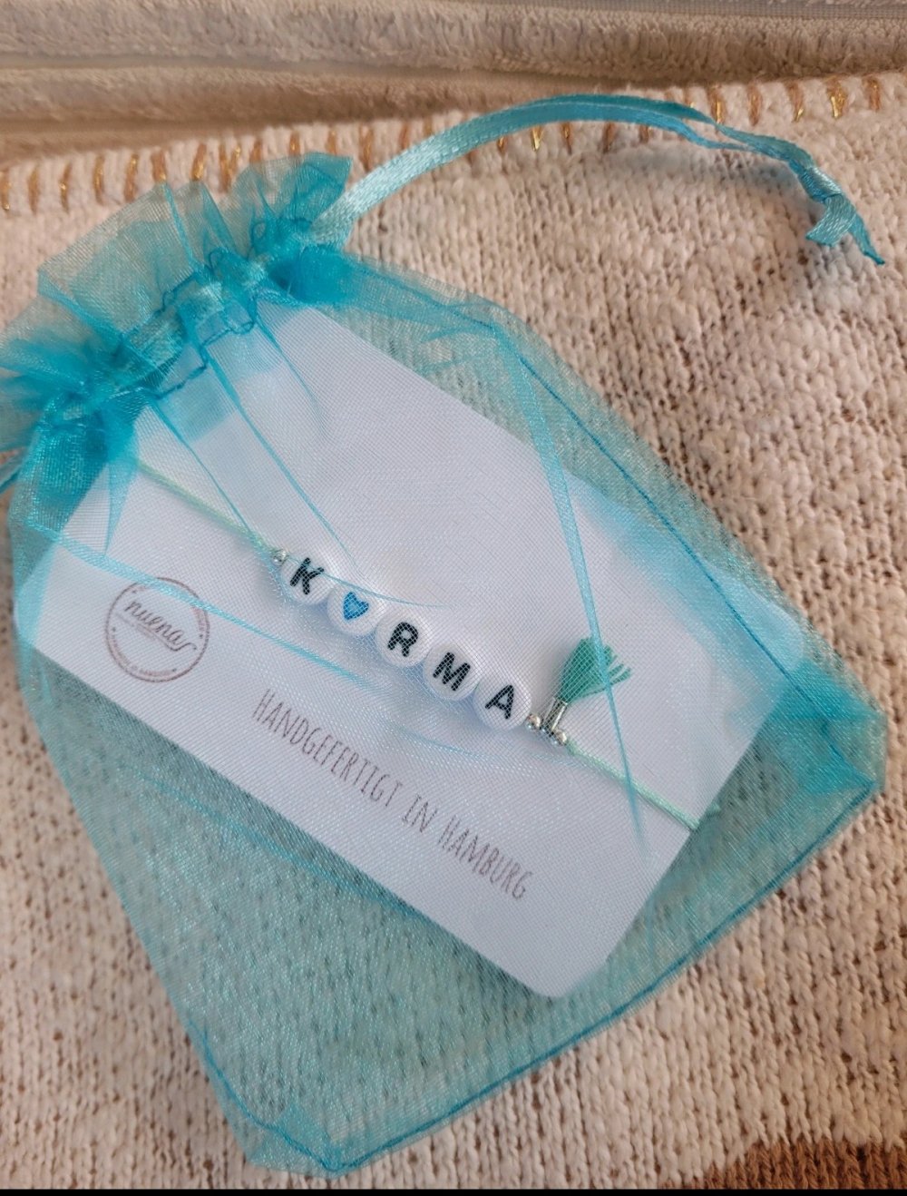 Handmade Armband Karma größenverstellbar Boho Hippie Gypsy Gipsy filigran Schmuck one Size neu mint Yoga Yogi