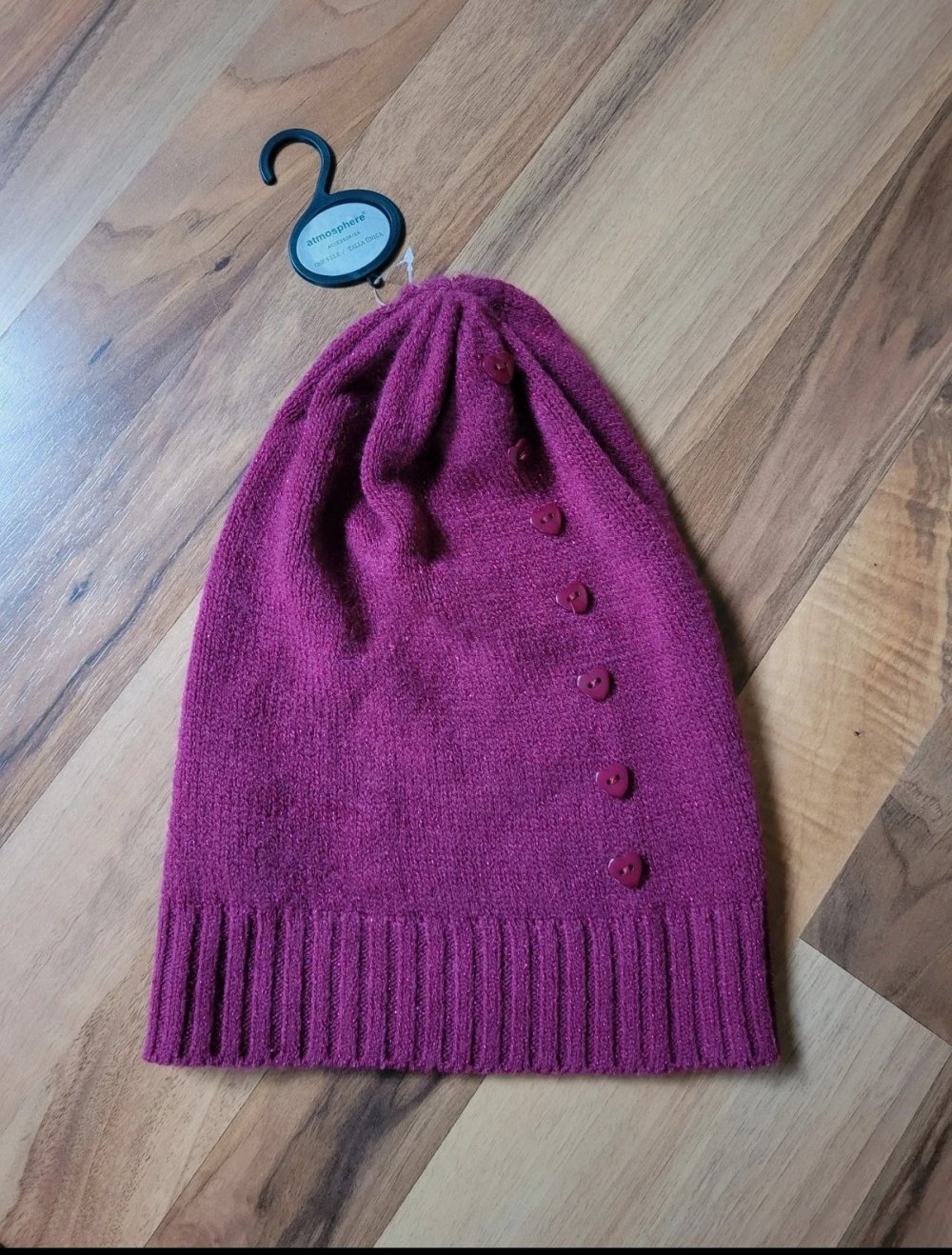 Atmosphere Strickmütze Beanie Herzknöpfe NEU MIT ETIKETT Strick Mütze Herz pink magenta Winter