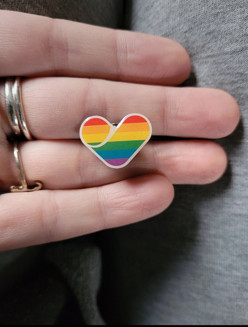 Herz Regenbogen Pin Anstecker Brosche Vintage Retro Rainbow one love Anstecknadel