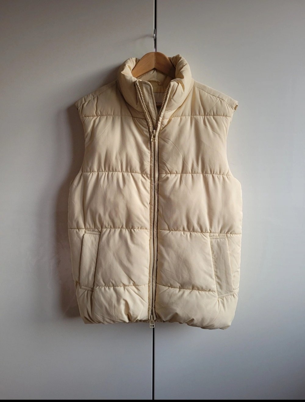 Monki Oversize Weste NEU Steppweste pastell zartgelb creme Westover Hipster warm cozy Blogger oversized Taschen gefüttert