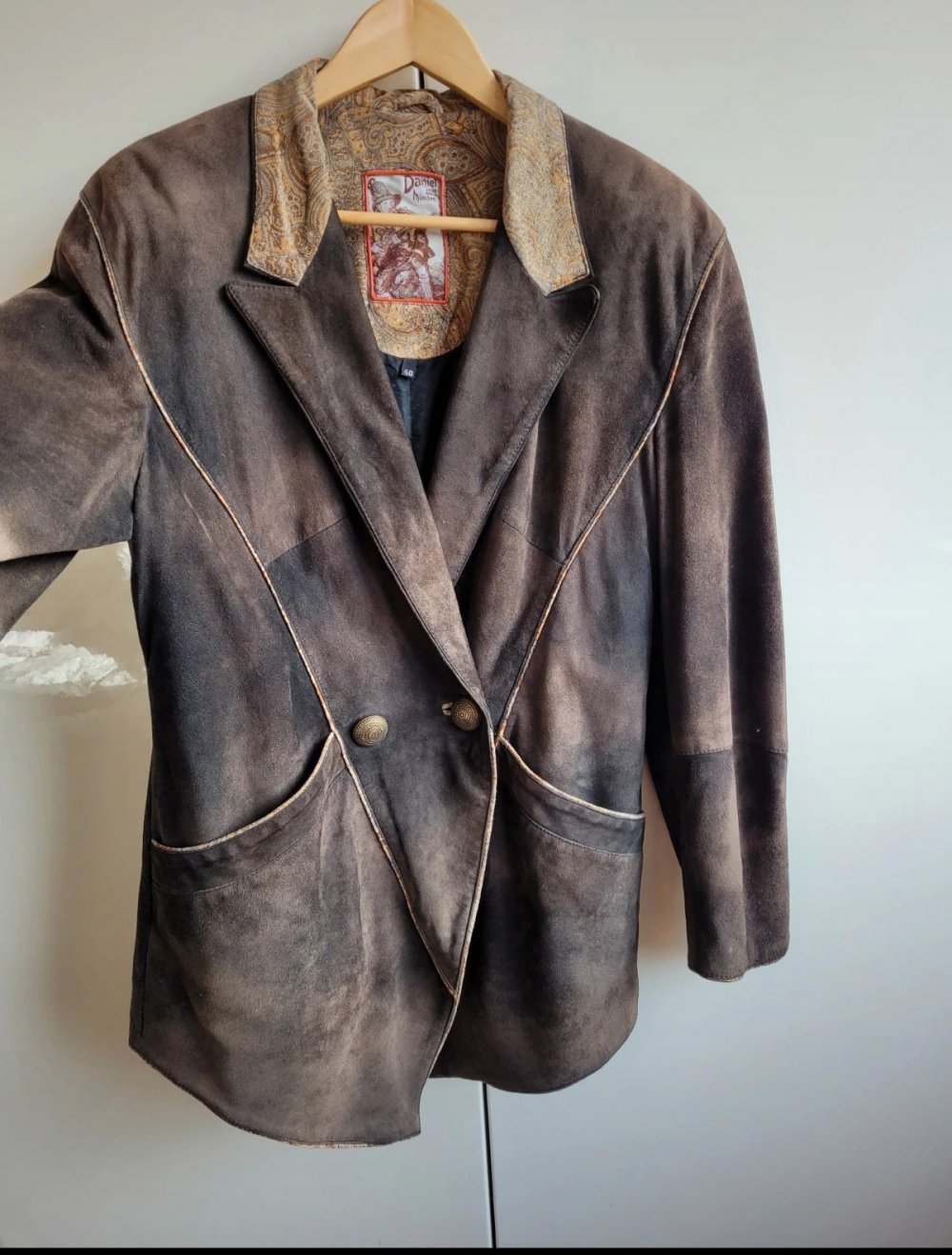 Original Daniel Leder Atelier München Wildlederjacke Leder Wildleder truevintage Tracht Trachtenjacke Landhaus Velours Velour Blazer Lederblazer realvintage M Nappaleder