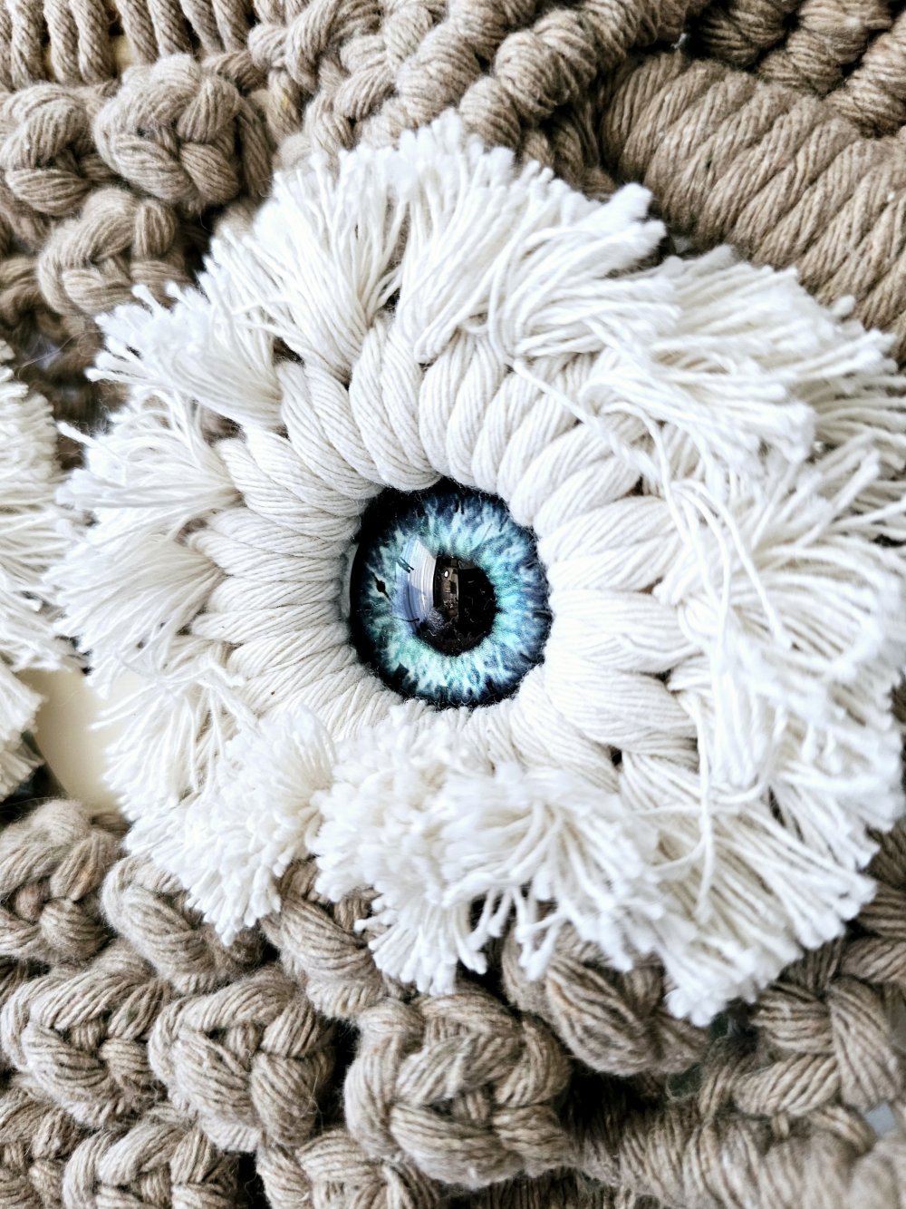 Große Makramee Macrame Eule Baumwolle Handmade Unikat