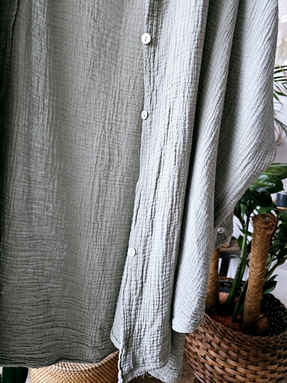 Bluse Shirt Hemd Baumwolle Oversize Einheitsgröße Lang Musselin on