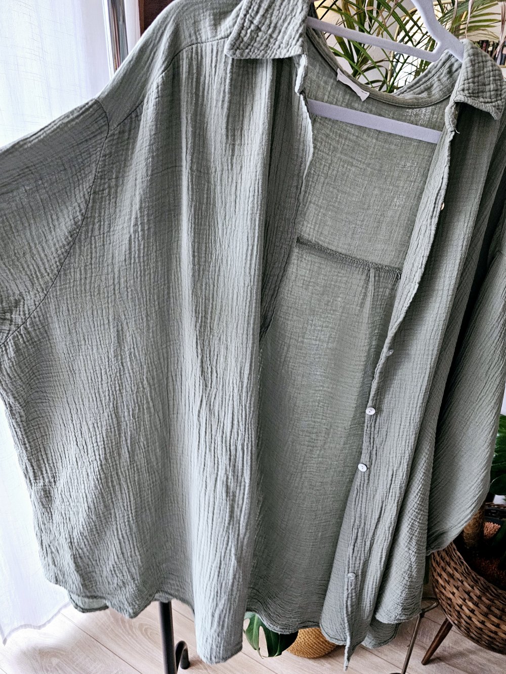 Bluse Shirt Hemd Baumwolle Oversize Einheitsgröße Lang Musselin on