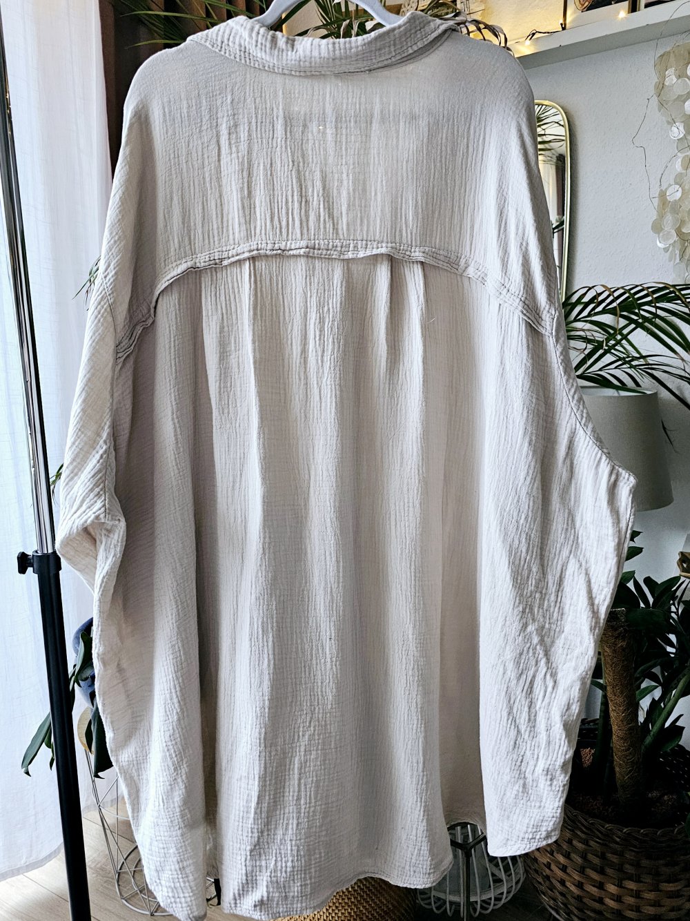 Bluse Shirt Hemd Musselin Baumwolle Oversize Einheitsgröße Lang sehr guter Zustand 