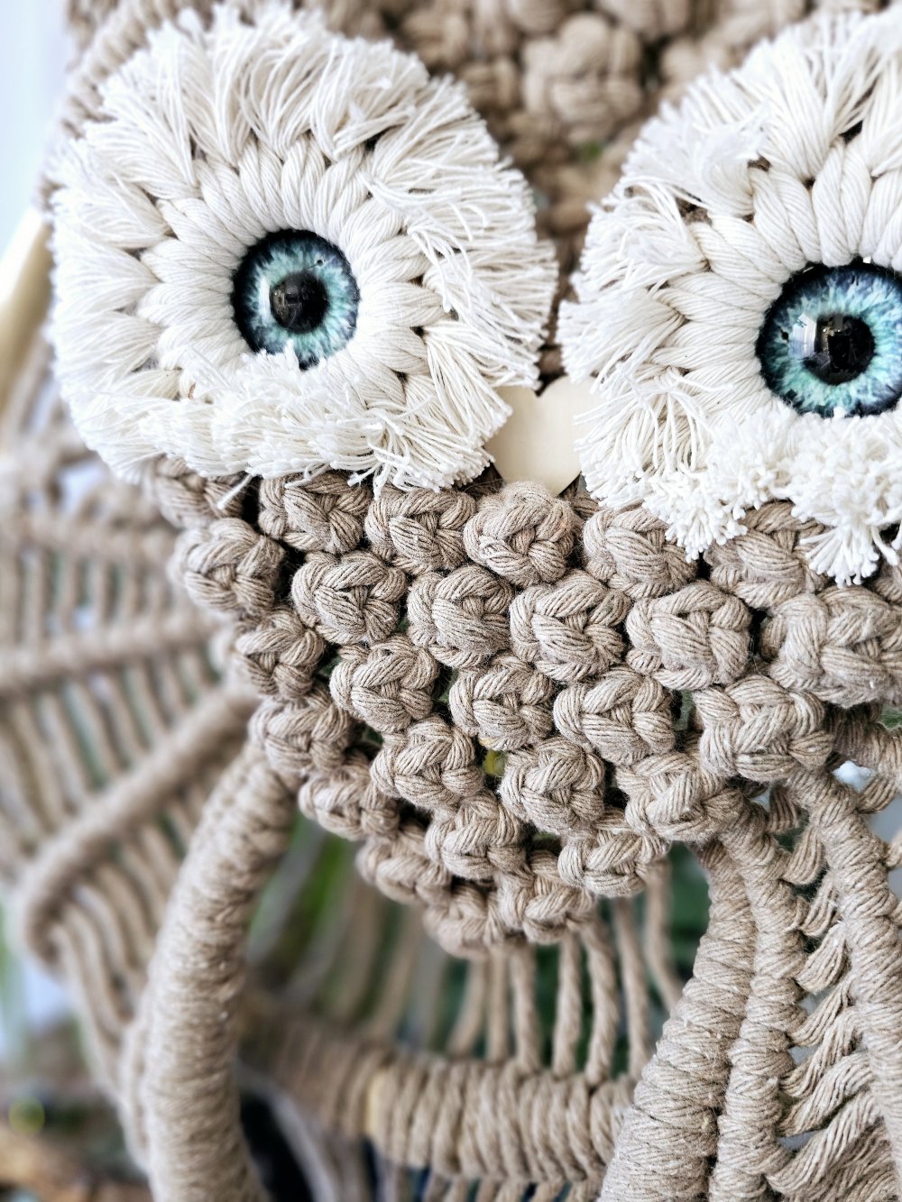 Große Makramee Macrame Eule Baumwolle Handmade Unikat