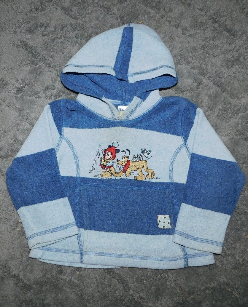 Gr.86-92 Hoodie Fleece blau gestreift Mickey Goofy - C&A