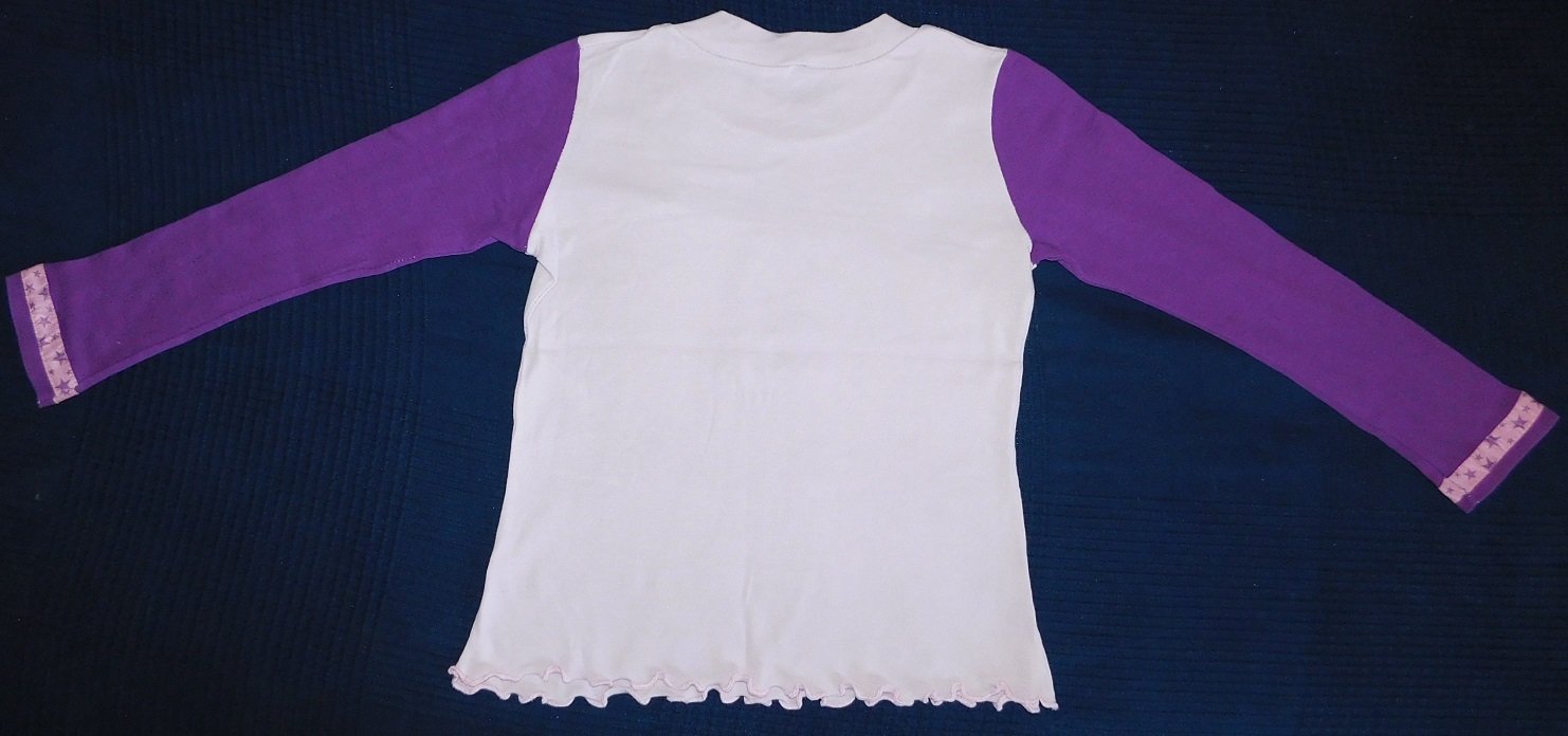 Gr.122-128 Shirt lila flieder Pferd - Handarbeit