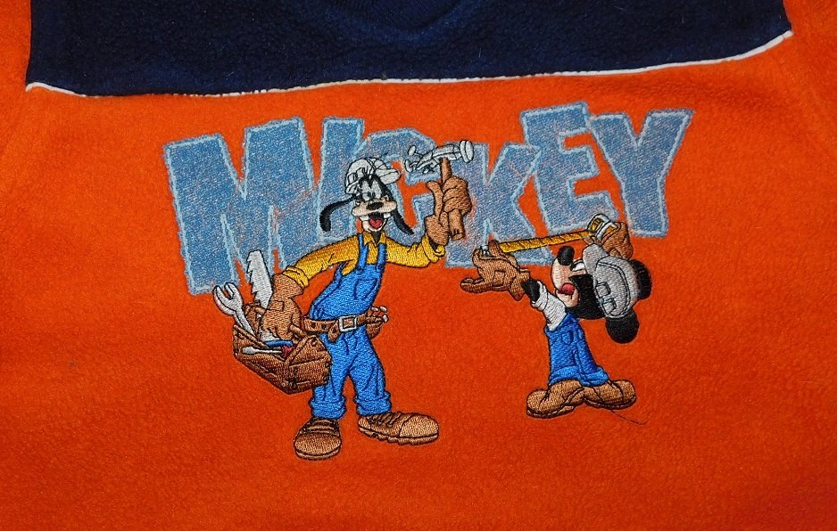 Gr.86-92 / 24 Monate Pullover Fleece orange marineblau Mickey Goofy - Disney