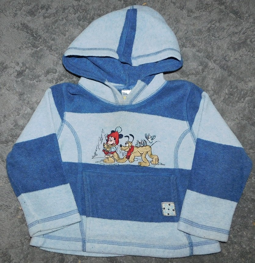 Gr.86-92 Hoodie Fleece blau gestreift Mickey Goofy - C&A