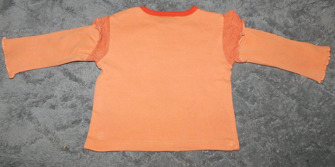 Gr.74 Langarmshirt orange mit Applikationen + Rüschen - Esprit